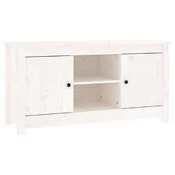 Maison Chic Meuble TV scandinave - Banc TV pour salon Blanc 103x36,5x52 cm Bois de pin massif -MN40183