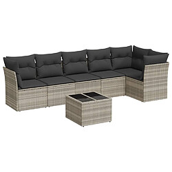 vidaXL Salon de jardin avec coussins 7 pcs gris clair résine tressée