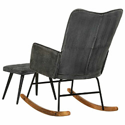 Acheter Maison Chic Chaise à bascule avec repose-pied | Fauteuil Relax Noir vintage Toile -GKD13219