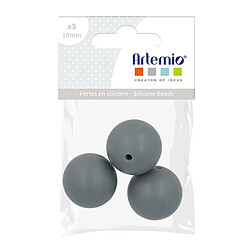 Artemio 3 perles silicone rondes - 15 mm - gris