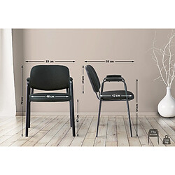 Decoshop26 Chaise visiteur avec accoudoirs intégrés zone d'attente en tissu noir piètement à 4 pieds en métal noir 10_0003383