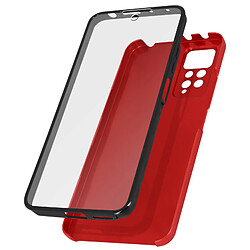 Avizar Coque intégrale Redmi Note 11 et 11s Arrière Rigide et Avant Souple rouge