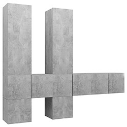 Maison Chic Ensemble de meubles TV 7 pcs | Banc TV Moderne pour salon | Meuble de Rangement - Gris béton Aggloméré -MN21898