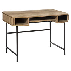 Pegane Bureau en bois MDF naturel et acier coloris noir - Longueur 105 x Profondeur 60 x Hauteur 75,1 cm