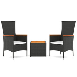 Maison Chic Ensemble de Salon de jardin 3 pcs - Table et chaises d'extérieur - Mobilier/Meubles de jardin Moderne noir poly rotin et acacia -MN15919