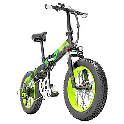 LANKELEISI X2000 PLUS Vélo électrique pour cyclomoteur 20 * 4,0 pouces Gros pneu 12,8 Ah 48 V 1000 W - Noir et Vert