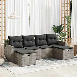 vidaXL Salon de jardin 6 pcs avec coussins gris résine tressée