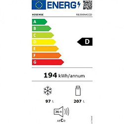 Réfrigérateur Combiné Hisense RB390N4CCD Acier (186 x 60 cm)