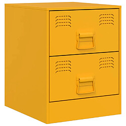 vidaXL Table de chevet jaune 34,5x39x44 cm acier