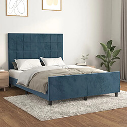 Maison Chic Cadre/structure de lit avec tête de lit pour adulte - Lit Moderne Chambre Bleu foncé 140x200 cm Velours -MN22841