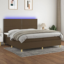 Maison Chic Lit adulte- Lit + matelas + LED,Sommier à lattes de lit matelas et LED Marron foncé 200x200 cm -GKD51840