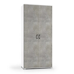 Kiamami Valentina ARMOIRE DE 90 CM AVEC PORTES MULTIFONCTIONNELLES GRIS CIMENT