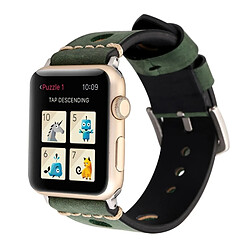 Acheter Wewoo Bracelet vert pour Apple Watch Series 3 & 2 & 1 42mm rétro en cuir véritable montre-bracelet