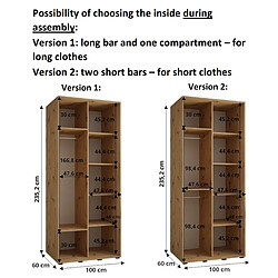 Abiks Meble Armoire DAVOS 4 À Portes Coulissantes 235,2/100/60 2 Portes pas cher