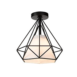 Stoex Rétro Plafonnnier Industrielle Cage Diamant 25cm, Lampe de Plafond LED E27 Éclai