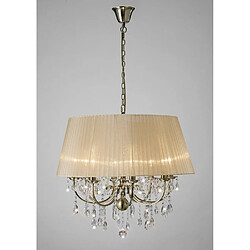 Luminaire Center Suspension Olivia avec Abat jour bronze 8 Ampoules laiton antique/cristal