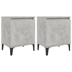 Maison Chic Lot de 2 Tables de chevet en métal Tables de Nuit Gris béton 40x30x50 cm