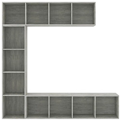 Avis vidaXL Jeu de bibliothèque/meuble TV 3 pcs Gris béton 180x30x180 cm