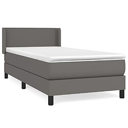 Maison Chic Structures de lit + matelas,Lit à sommier tapissier avec matelas Gris 80x200 cm Similicuir -MN60349