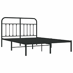 Maison Chic Lit adulte - Cadre de lit métal avec tête de lit,Structure du lit Contemporain pour chambre noir 135x190 cm -MN97553 pas cher