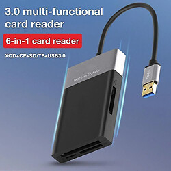 Acheter Universal 6 en 1 lecteur de carte multimètre ABS ABS Aluminium Shell Shell PVC Reader USB 3.0 2 Port Hub High