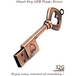 Clé USB 32 Go 2.0, clé USB rétro en forme de clé d'amour en métal