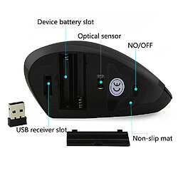 Avis Souris optique ergonomique verticale sans fil 2,4 G portable noire Souris sans fil réglable 1600 DPI