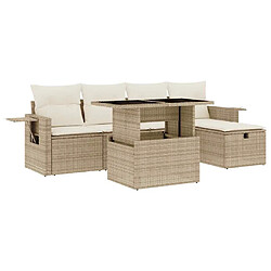 vidaXL Salon de jardin avec coussins 6 pcs beige résine tressée