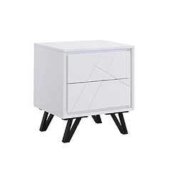 Avis Vente-Unique Lot de 2 tables de chevet 2 tiroirs - Avec LEDs - MDF - Blanc laqué - SALIANO