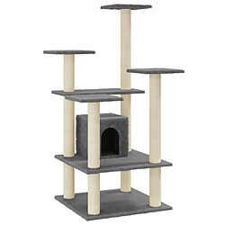 Helloshop26 Arbre à chat meuble tour grimper jouet grattage grattoir escalade plateforme avec griffoirs en sisal foncé 110 cm gris 02_0022643