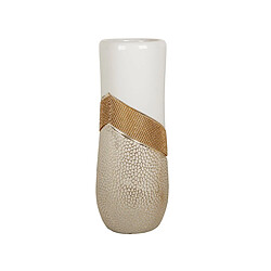 Vase Romimex Blanc Doré Céramique 15 x 38 x 15 cm