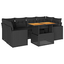 vidaXL Salon de jardin 7 pcs avec coussins noir résine tressée