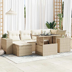 vidaXL Salon de jardin avec coussins 7 pcs beige résine tressée