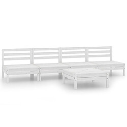 Maison Chic Salon de jardin 5 pcs - Table et chaises d'extérieur - Mobilier/Meubles de jardin Moderne Blanc Bois de pin massif -MN14684