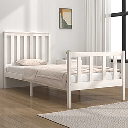 Maison Chic Lit Moderne Chambre - Cadre/structure de lit pour adulte Blanc Bois de pin massif 75x190 cm Petit simple -MN92977