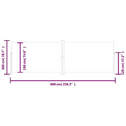 vidaXL Auvent latéral rétractable Anthracite 200x600 cm pas cher