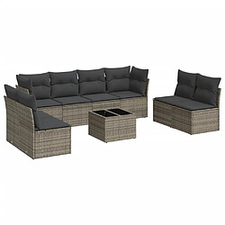 Maison Chic Salon de jardin 9 pcs avec coussins | Ensemble de Table et chaises | Mobilier d'Extérieur gris résine tressée -GKD38182