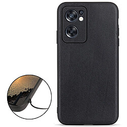 Coque en TPU + cuir véritable anti-rayures, légèreté, noir pour votre Oppo Reno7 SE 5G