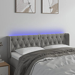 Maison Chic Tête de lit scandinave à LED,meuble de chambre Gris clair 147x16x78/88 cm Velours -MN38079