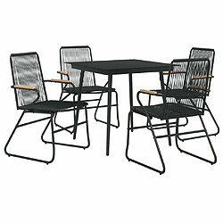 Avis Maison Chic Mobilier à dîner 5 pcs de jardin - Ensemble table et chaises d'extérieur - Salon/Mobilier de jardin classique Noir Rotin PVC -MN33290