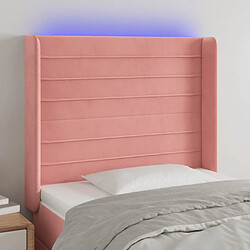 Maison Chic Tête de lit scandinave à LED,meuble de chambre Rose 103x16x118/128 cm Velours -MN20557