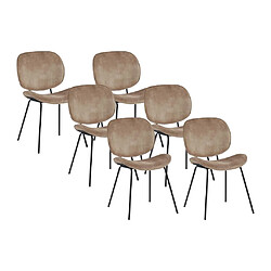 Vente-Unique Lot de 6 chaises SABINE - Effet velours &amp; métal - Beige