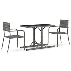 Salle à manger de jardin 3 pcs,Table et chaise à dîner Gris -MN90427