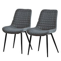 ML-Design Lot de 2 Chaises de Salle à Manger, Anthracite, Assise en Simili avec Pieds Métalliques Noirs