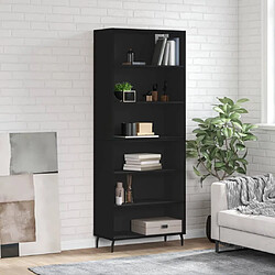 vidaXL Buffet noir 69,5x32,5x180 cm bois d'ingénierie