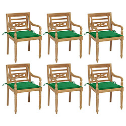 vidaXL Chaises Batavia avec coussins lot de 6 Bois de teck solide 