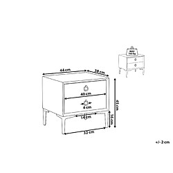 Avis Beliani Table de chevet en velours gris clair 2 tiroirs SEZANNE