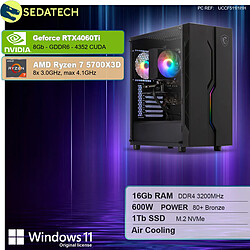 Sedatech PC Gamer • AMD Ryzen 7 5700X3D • RTX4060Ti • 16Go RAM • 1To SSD M.2 • Windows 11