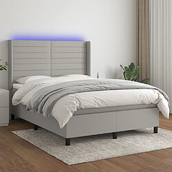 Sommier à lattes et matelas LED,Cadre à lattes de lit pour Adulte Gris clair 140x200 cm Tissu -MN46015