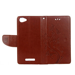 Wewoo Coque marron pour Wiko Lenny3 Étui en cuir à rabat avec motif de fleurs pressées Max avec support et Slots de cartes Portefeuille pas cher